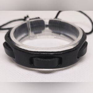 Men's Bracelet Leather‎ Black New f38